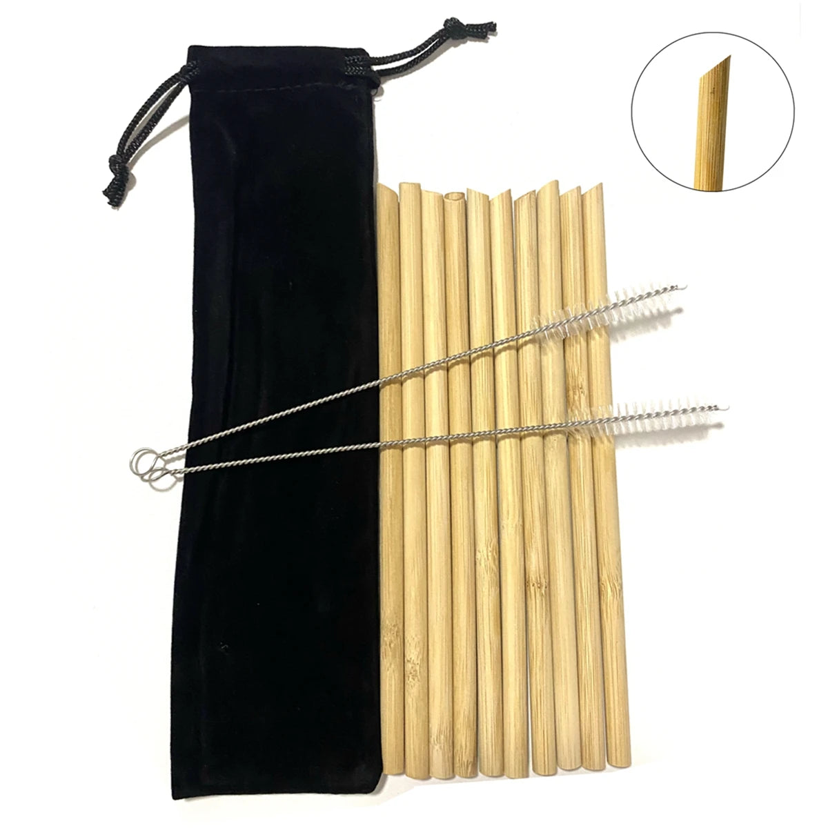 Pailles à boire en bambou naturel réutilisables avec étui, bionickel ables, écologiques, pour cocktail, bar, boissons, 10 pièces