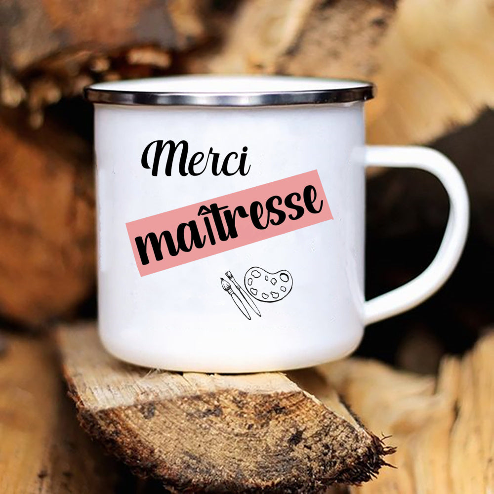 Tasse émaillée de remerciement, cadeau d'urgence pour les amateurs de café, cadeaux originaux pour les enseignants, cadeau de fin d'année scolaire, surprise pour l'enseignant