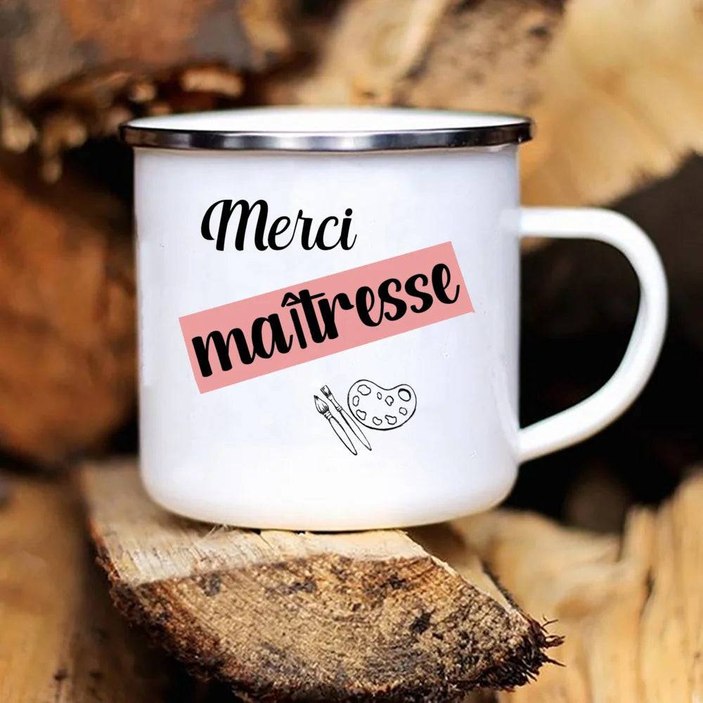 Tasse émaillée de remerciement, cadeau d'urgence pour les amateurs de café, cadeaux originaux pour les enseignants, cadeau de fin d'année scolaire, surprise pour l'enseignant