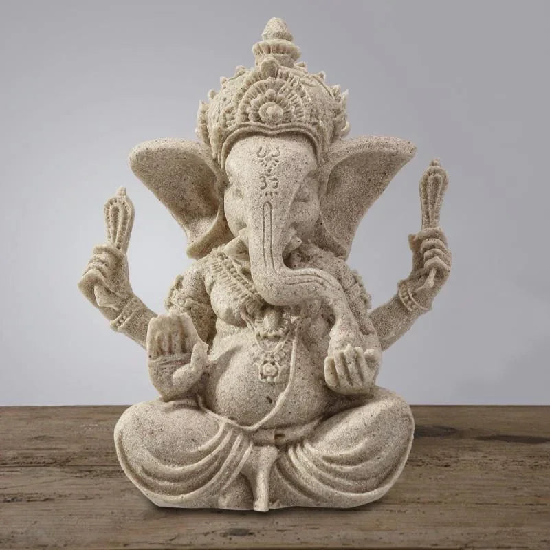 Handmade sandstone Ganesha Buddha elephant statue, sculpture for home and living room decoration