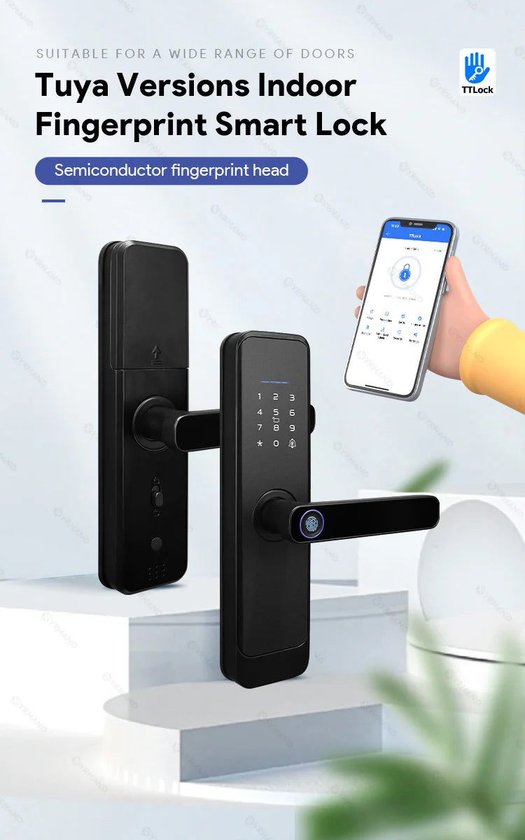 Serrure à empreintes digitales, étanche, Wifi, télécommande, Bluetooth, TTLock, carte d'application, Code numérique, serrure de porte intelligente électronique sans clé