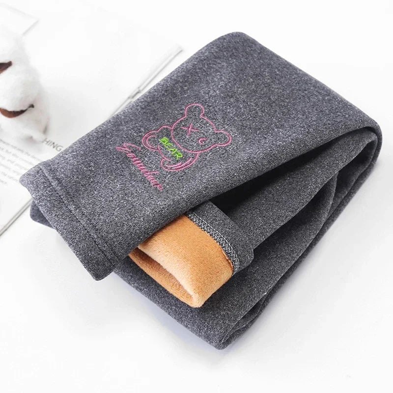 Thick and warm velvet leggings for girls aged 2 to 8 years, tights with a knee-length hem, for children, autumn and winter