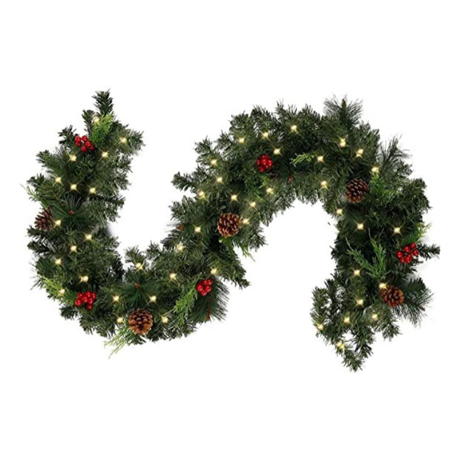 Rattan Festival Garland, 1.8/2.7M, Red Berry Branches, Elegant Party Decoration, Home Wall Door