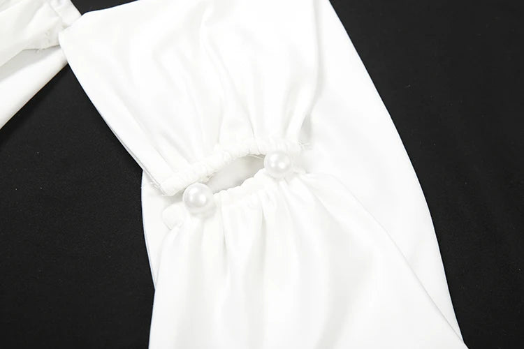 Sisterlinda – robe croisée sans taille pour femmes, col haut, Bandage, pompon, fente, manches longues, dos nu, plis, Sexy, moulante, fête de minuit, Y2K