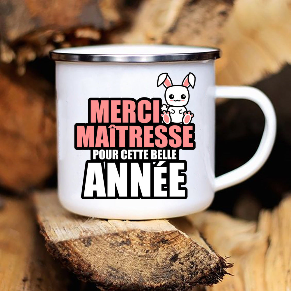 Tasse émaillée de remerciement, cadeau d'urgence pour les amateurs de café, cadeaux originaux pour les enseignants, cadeau de fin d'année scolaire, surprise pour l'enseignant