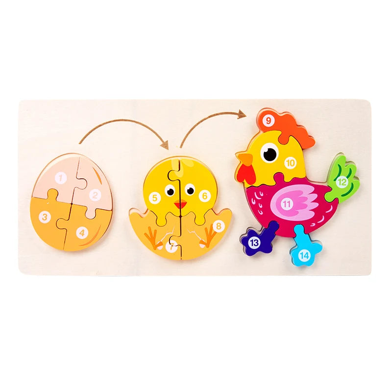 Jouet bébé en bois Puzzle 3D jouets cycle de vie puzzle dessin animé Puzzle pour enfants bébé éducation précoce Intelligence pour les enfants