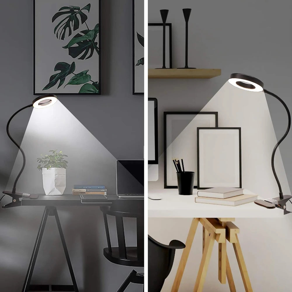 48 LED lampe de bureau Clip USB livre lumière chevet 360 °   Protection oculaire flexible, lampe de lecture à col de cygne, luminosité réglable, niveau 3