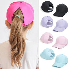 Casquette de Baseball pour Enfant Fille et Garçon, Chapeau de Soleil, Dos Creux, Queue de Cheval, Snapback Hip Hop, Os Réglables