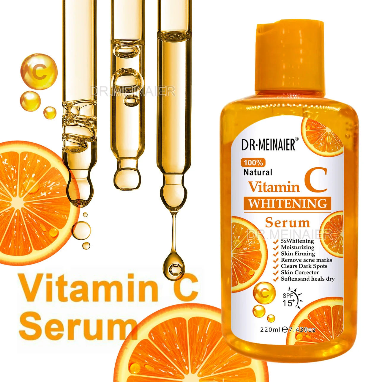 Sérum liquide Original pour le visage, Essence de vitamine C AHA, éclaircissant, hydratant, curcuma, réparateur, Anti-vieillissement, Lifting, soins pour la peau, 220ml