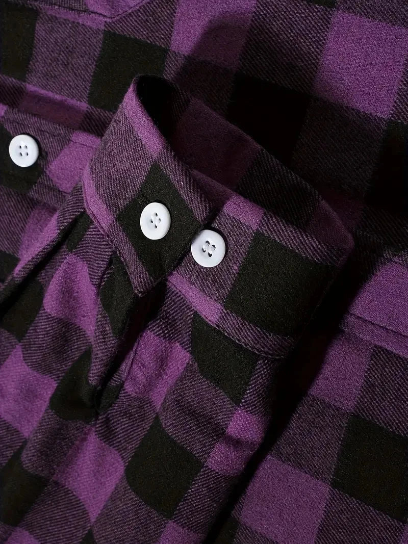 Chemises pour hommes simple boutonnage classique Plaid intelligent décontracté chemise en flanelle à manches longues poitrine deux poches conception printemps automne hommes hauts