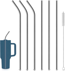 Remplacement de paille en acier inoxydable, 6 pailles métalliques réutilisables avec brosse de nettoyage, Compatible avec la tasse Stanley de 30/40oz