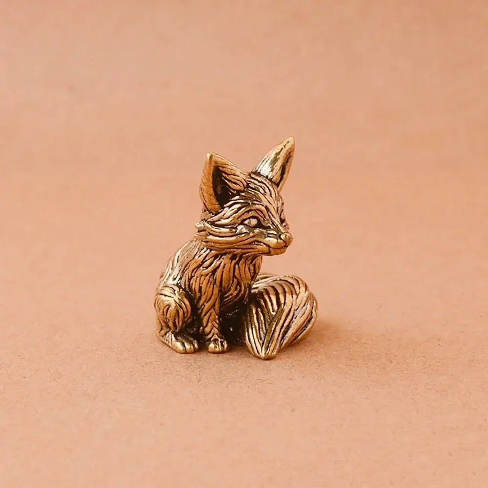 Statue de renard l'inventaire en laiton, figurine d'Auckland, décoration de bureau, sculpture animale en cuivre, artisanat de décoration d'intérieur, accessoires mignons