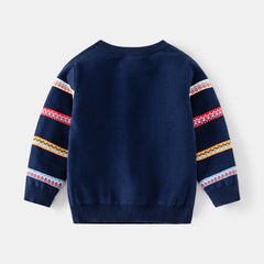 Pull imprimé de noël pour enfants, Costume du nouvel an 2025, manches longues, col rond, pulls tricotés doux et décontractés, pull chaud, haut de noël