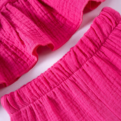 Costumes en mousseline de coton pour petites filles, couleur unie, gilet + short, ensemble de vêtements 2 pièces, sans manches, mignons et décontractés, tenues pour bébés filles