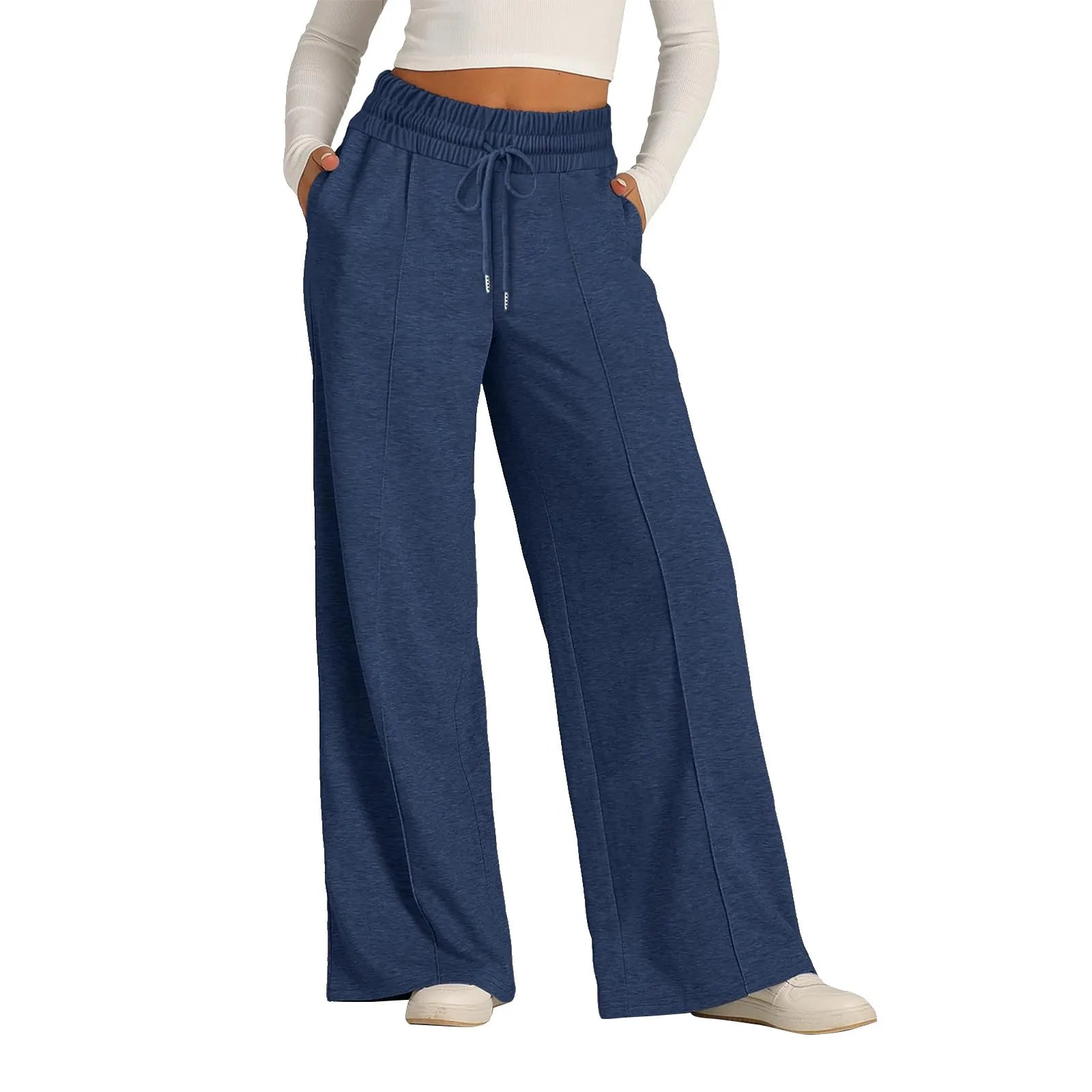 Pantalon de survêtement en polaire pour femmes, Streetwear, taille haute, ample, décontracté, droit, Sport, jambes larges, Baggy, jogging