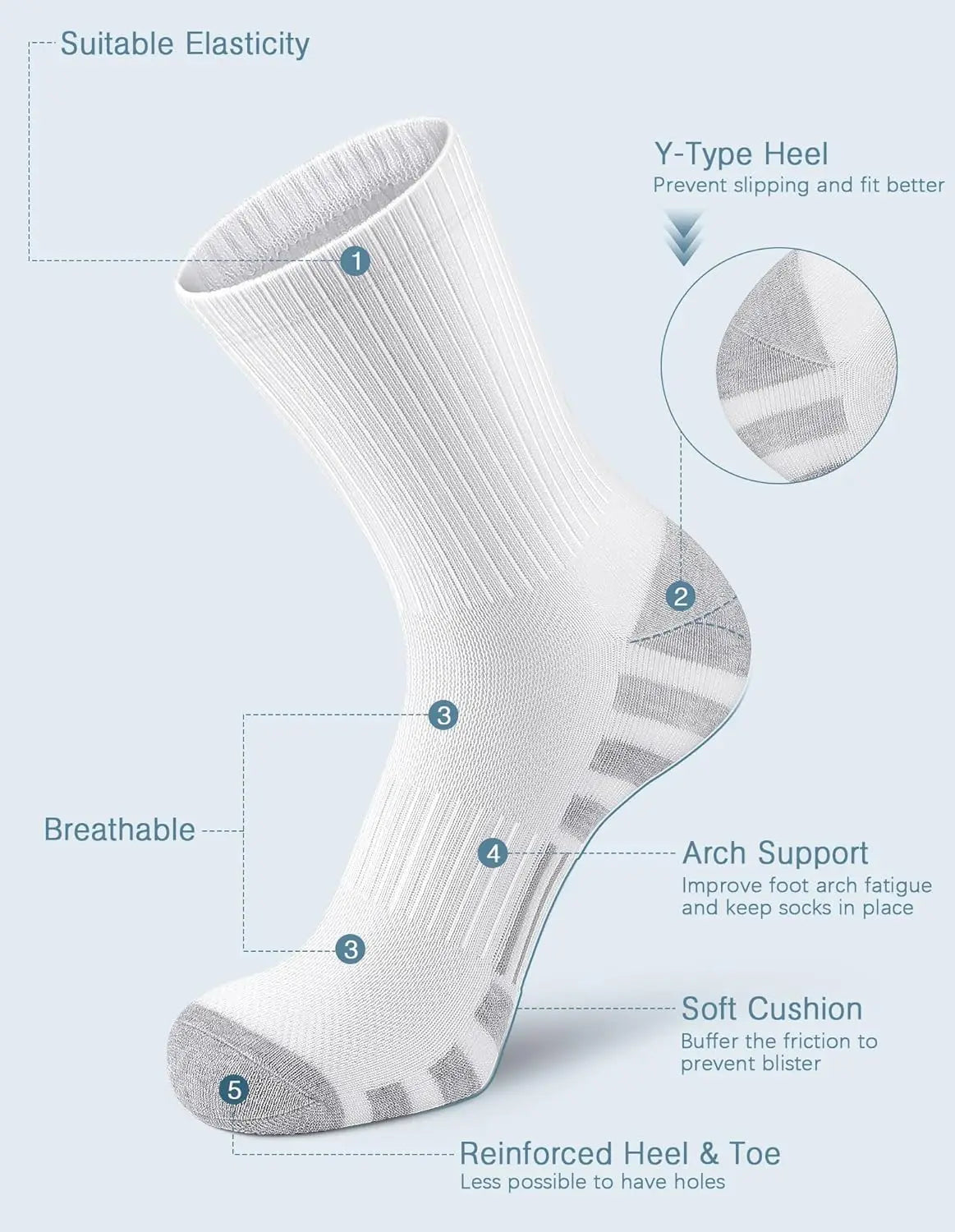 8 pièces chaussettes de sport amorti respirant chaussettes de course haute performance et durables chaussettes de sport de plein air pour hommes et femmes