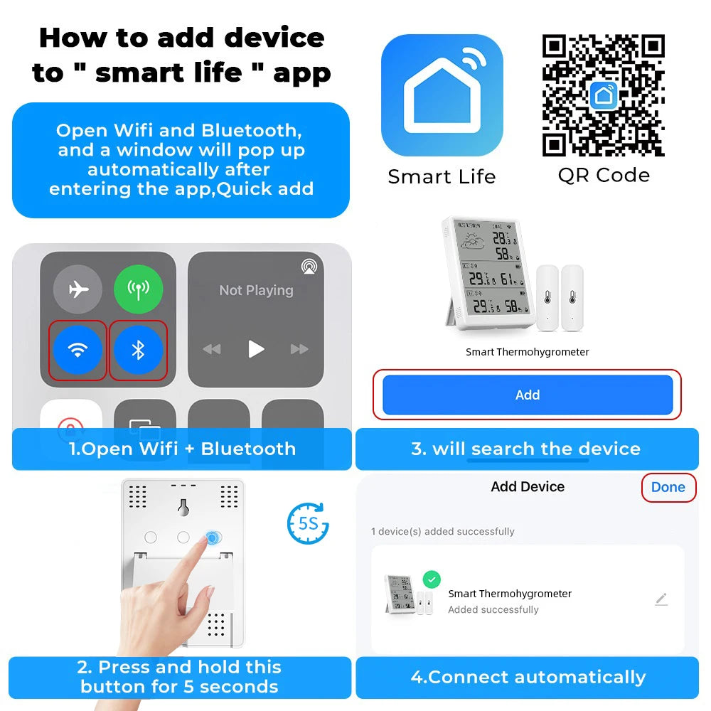 Tuya – Station météo WiFi, capteur de température, Kit thermohygromètre intelligent, passerelle Wi-Fi et thermohygromètre 433mhz avec alerte par application