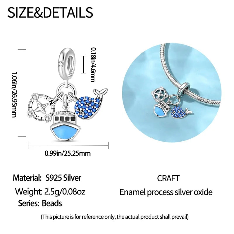 Pendentif de Collection d'écologie marine en argent Sterling 925, mignon, méduse, hippocampe, baleine et tortue, bijoux fins, cadeau de fête sur la plage
