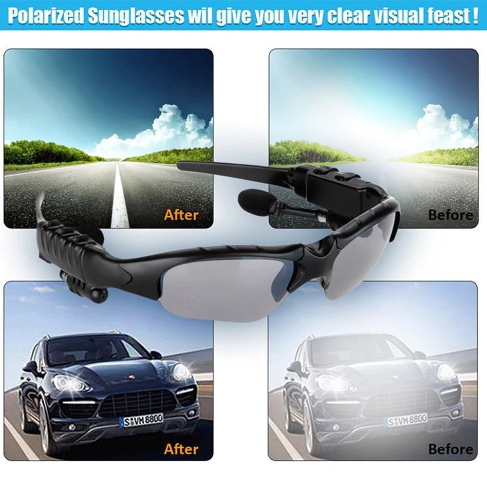 Sans fil Bluetooth 4.1 casque mode sport stéréo téléphone polarisé conduite lunettes de soleil équitation yeux lunettes casque