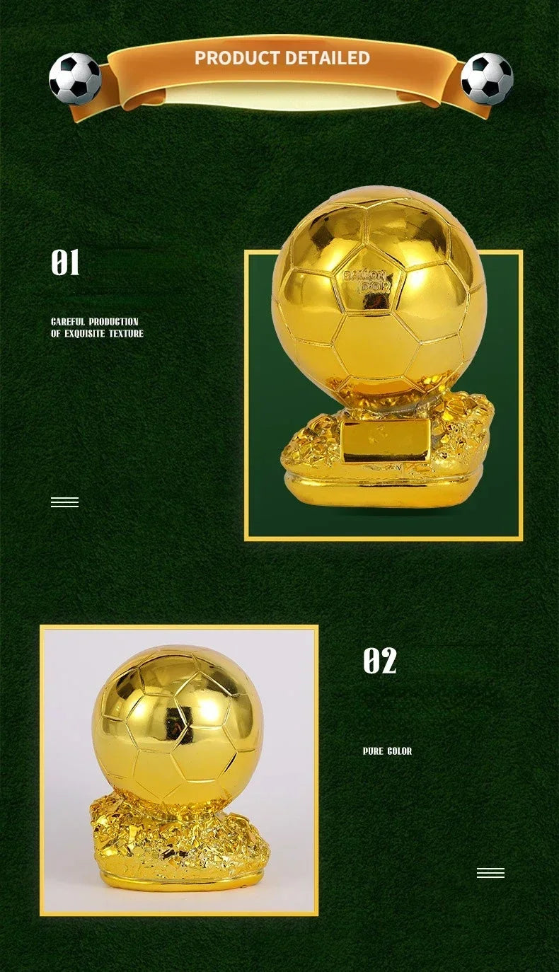 Ballon doré de Football 15/20/25cm, Excellent joueur, compétition, récompense d'honneur, trophée sphérique, cadeau, accessoires de décoration pour la maison