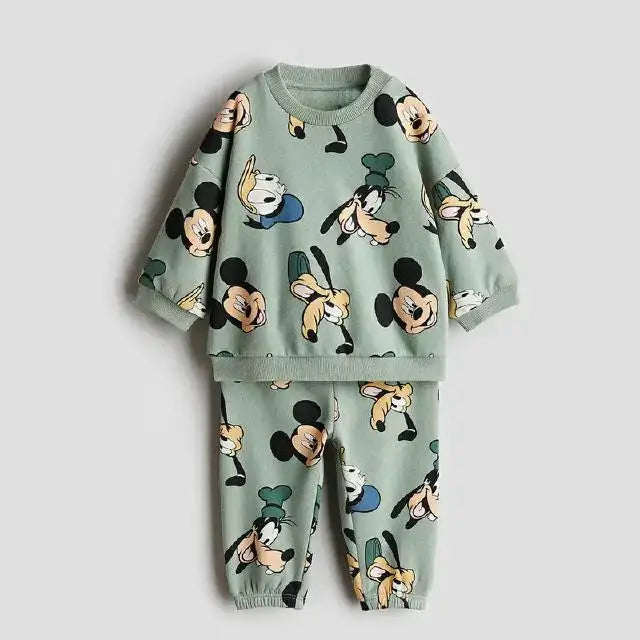 Costumes pour tout-petits, sweat-shirt + pantalon de dessin animé, ensemble deux pièces, tenues à manches longues, mode, sweat à capuche imprimé de dessin animé, pantalons de survêtement, vêtements d'extérieur