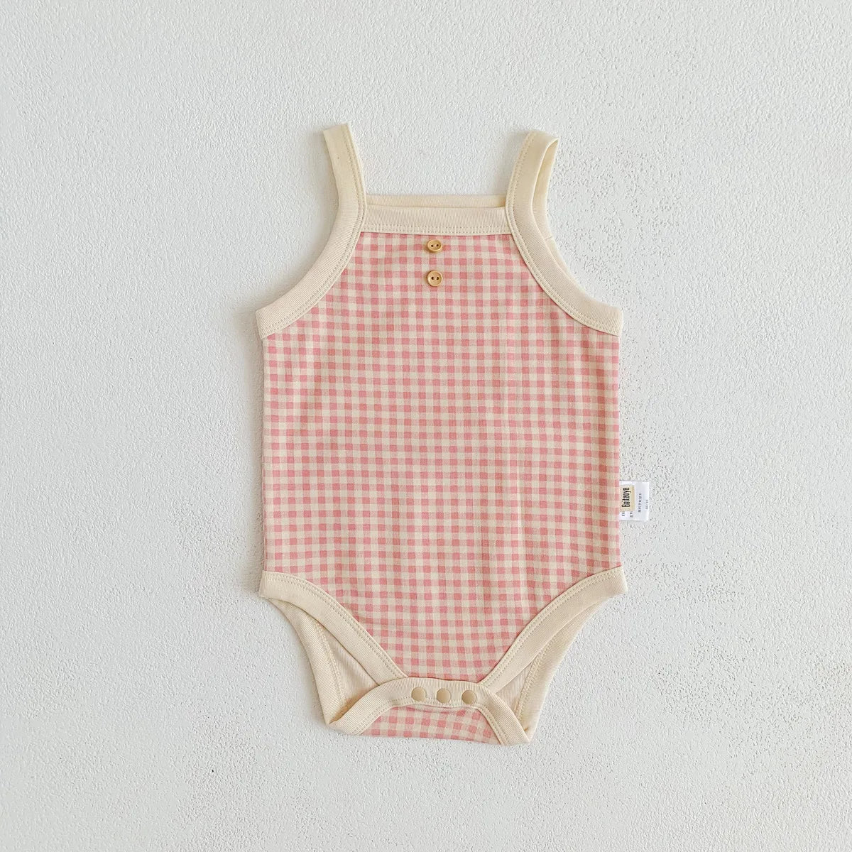 Été nouveau-né bébé filles sans manches fronde Plaid tenues coton doux combinaisons infantile enfants vêtements de sport body
