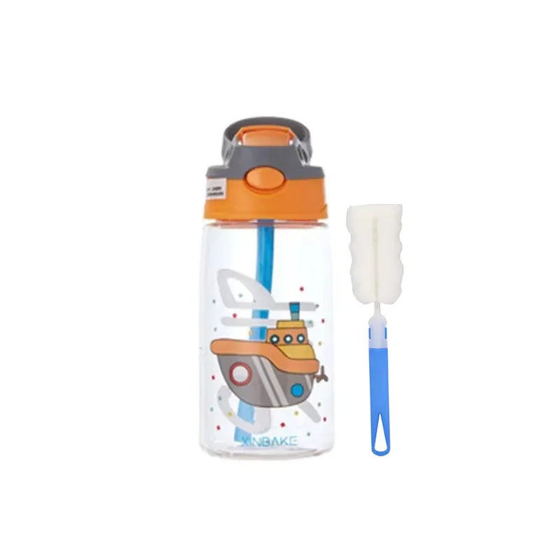 Bouteilles d'eau pour enfants de 480Ml, gobelets d'alimentation créatifs de dessin animé avec pailles et couvercles, anti-déversement, portables pour tout-petits