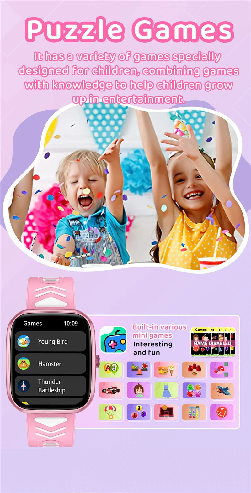 Nouveaux enfants montre intelligente enfant HD écran tactile jeux Smartwatch musique montre garçon fille cadeau enfants Smartwatch pour IOS Android