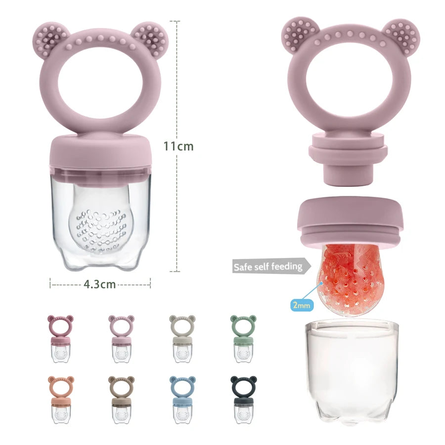 Sucette pour bébé mangeoire à fruits avec couvercle en Silicone, tétine pour nouveau-né, fruits frais, aliments, légumes, sucette d'alimentation, jouets de dentition pour bébé