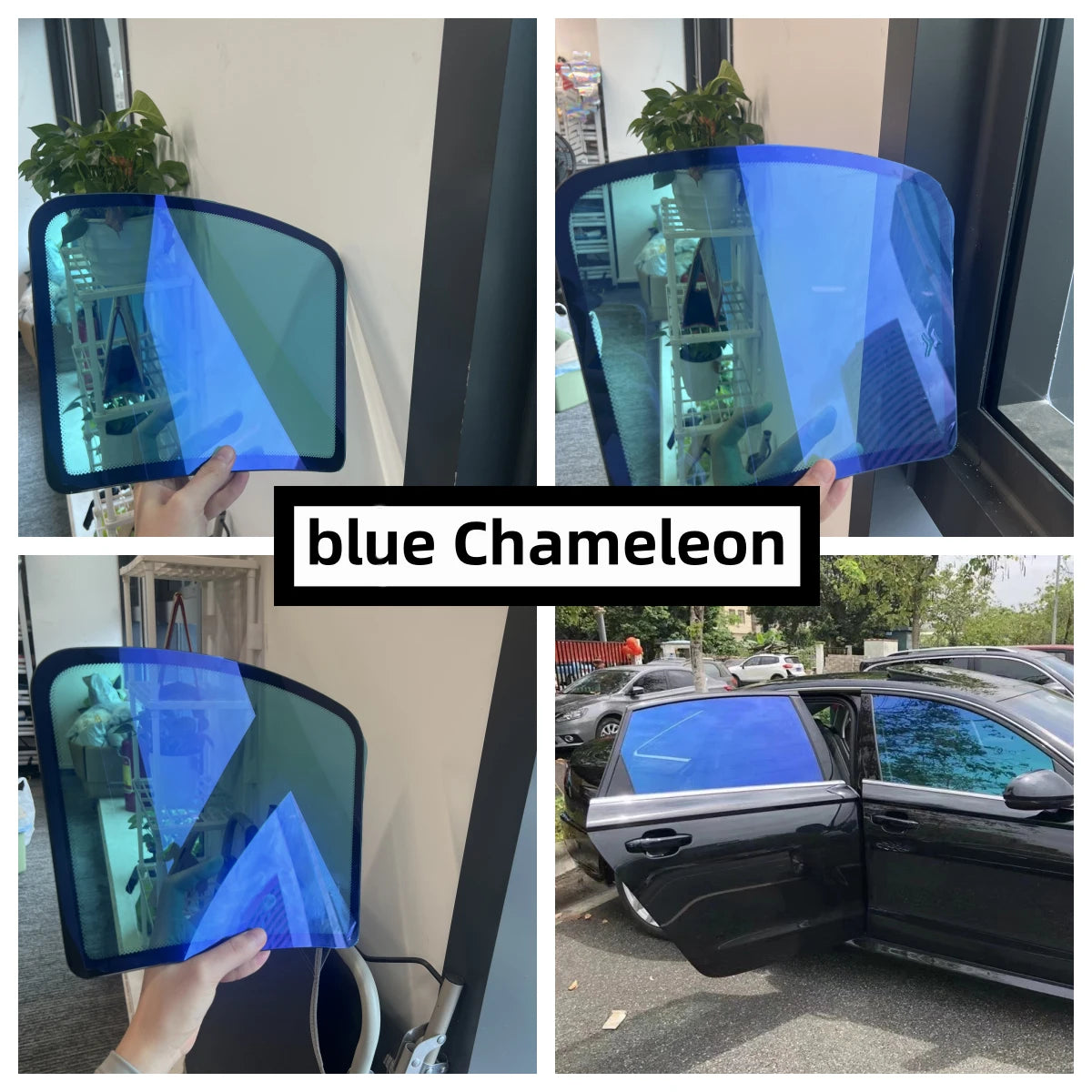 Film caméléon bleu 50/76/100cm, largeur 50/76/100cm, pour vitres de voiture, teinte Chanage, autocollant en verre, feuilles de protection décoratives solaires