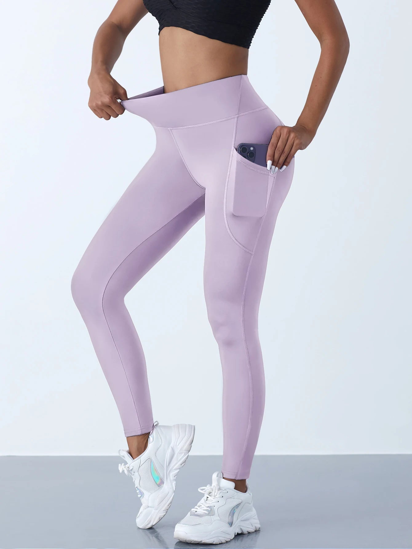 Leggings taille haute pour femmes, pantalons de Yoga extensibles, collants avec poches, Push Up, Fitness, course à pied, vêtements de sport, pantalons de couleur unie, nouvelle collection