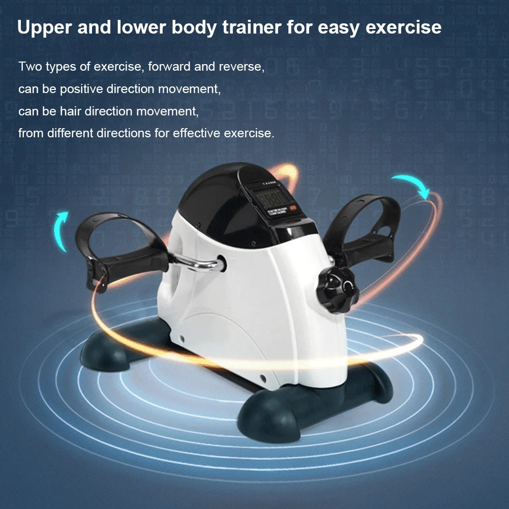 Mini entraîneur de bras et de jambes de vélo d'exercice, machine d'exercice de pédale de pied réglable, écran LCD, entraîneur de pédale portable pour le bureau à domicile