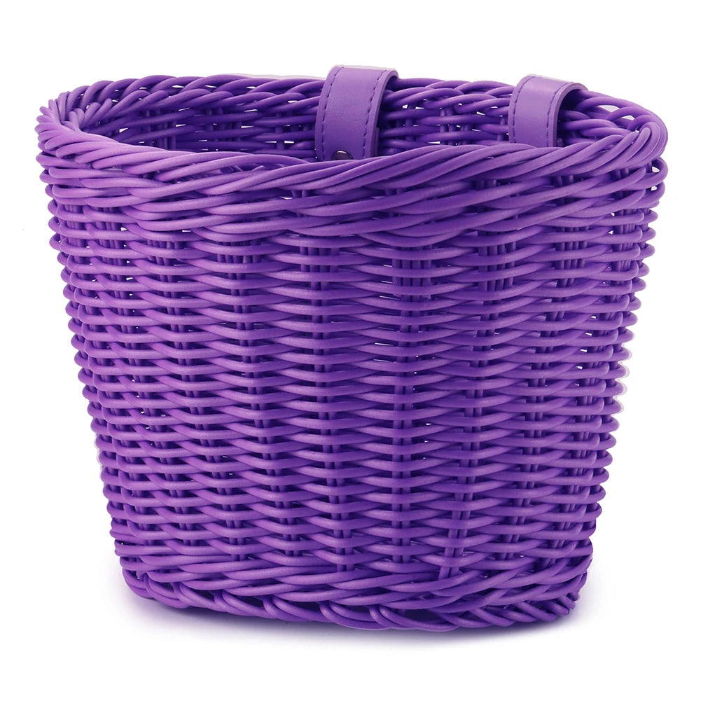 Mir de vélo en rotin tissé à la main pour enfants, ensemble de cloche, pompon, autocollants, guidon avant, accessoires de vélo