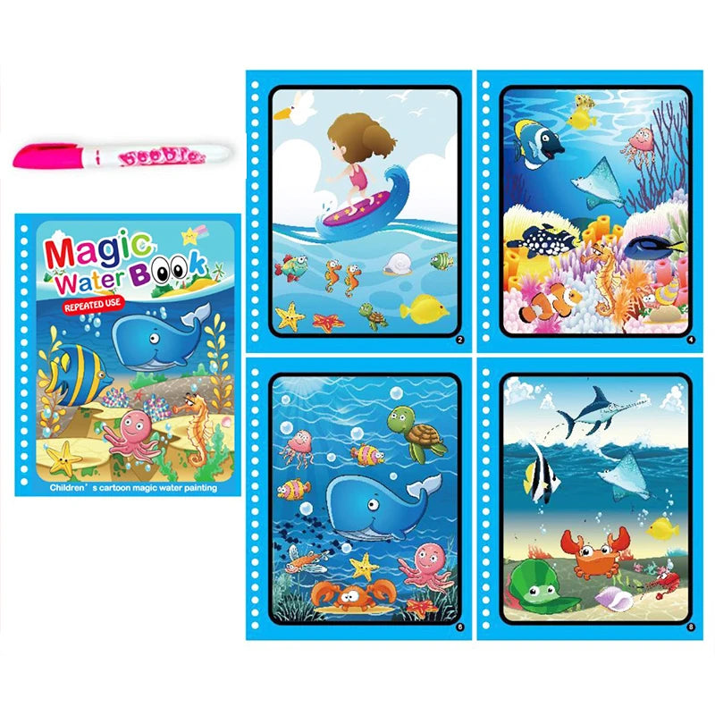 Jouets d'éducation précoce pour enfants, livre magique avec stylo, dessin à l'eau, jouets Montessori, livre de coloriage réutilisable, livre de dessin magique