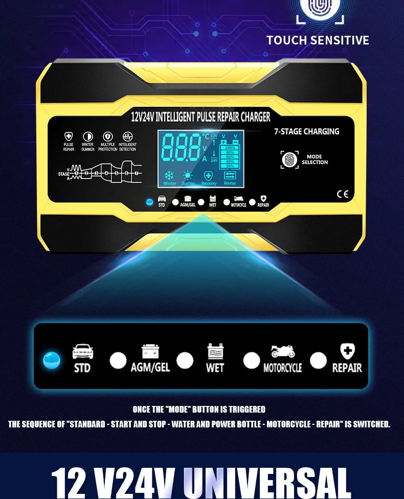 5A Car Battery Charger, 12V/24V Smart Battery Charger, Automatic Maintenance with Temperature Compensation for Truck Mower
