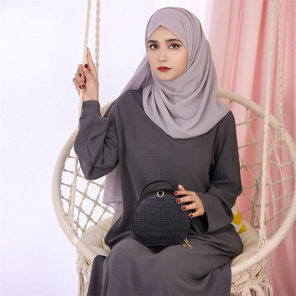 Noir blanc rose solide dubaï modeste sous Robe Abaya Islam caftan musulman avec poches robes pour femmes Robe Femme Musulmane