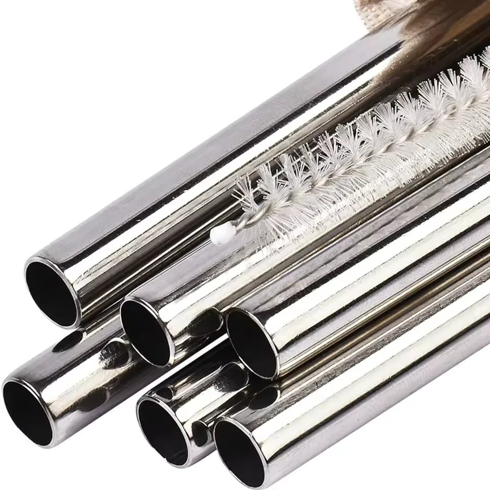 FAIS DU 4 pièces 12mm paille réutilisable en acier inoxydable 304 avec brosse de nettoyage pour un sorter facile des smoothies épais et des Milkshakes