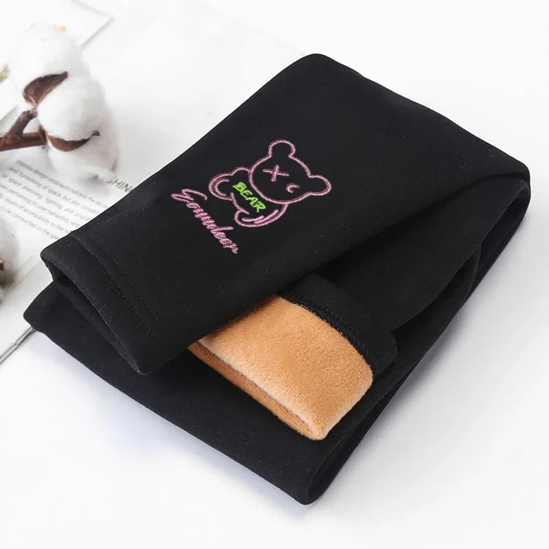 Thick and warm velvet leggings for girls aged 2 to 8 years, tights with a knee-length hem, for children, autumn and winter