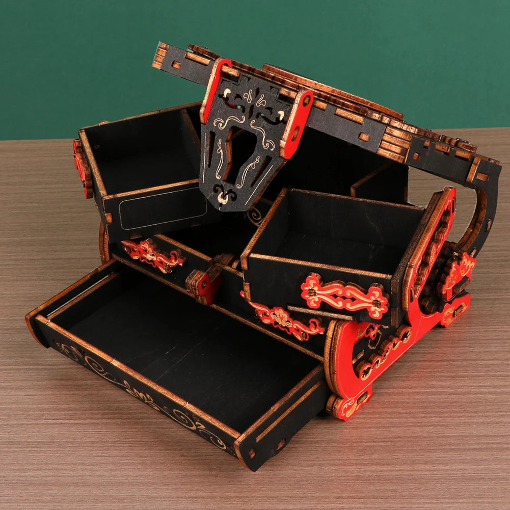Boîte de rangement vintage en bois sculpté pour femme, puzzle 3D, boîte à bijoux classique, exquis, cadeau d'anniversaire, cadeau de Noël