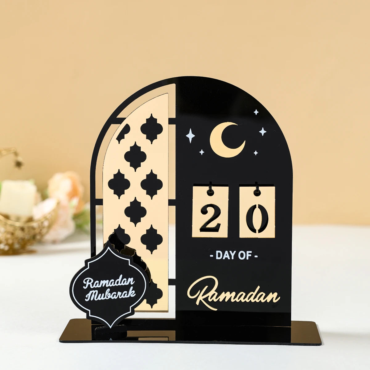 Calendrier de compte à rebours en acrylique pour Ramadan, ornements, cadeaux Eid Mubarak, décor pour la maison, fournitures de fête musulmane islamique 2025 Kareem