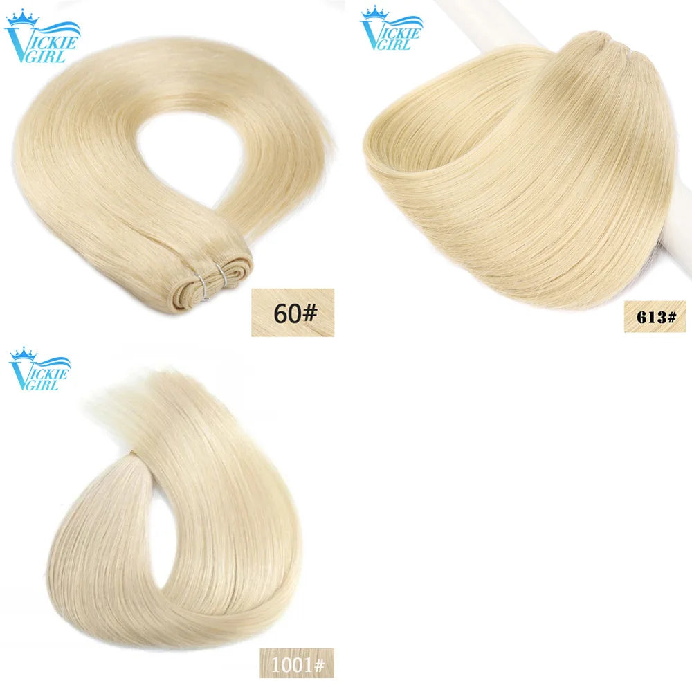 Straight Human Hair Weft Bundles Ombre Blonde Human Hair Extensions 100g/piece 16"-28" Skin Color Remy Straight Double Weft