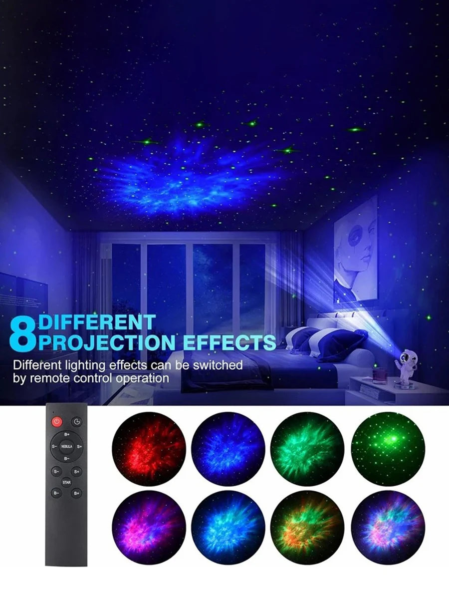 Projecteur d'étoiles pour enfants, veilleuse avec télécommande 360 ° Éclairage de galaxie de nébuleuse d'astronaute de conception réglable pour enfants adultes