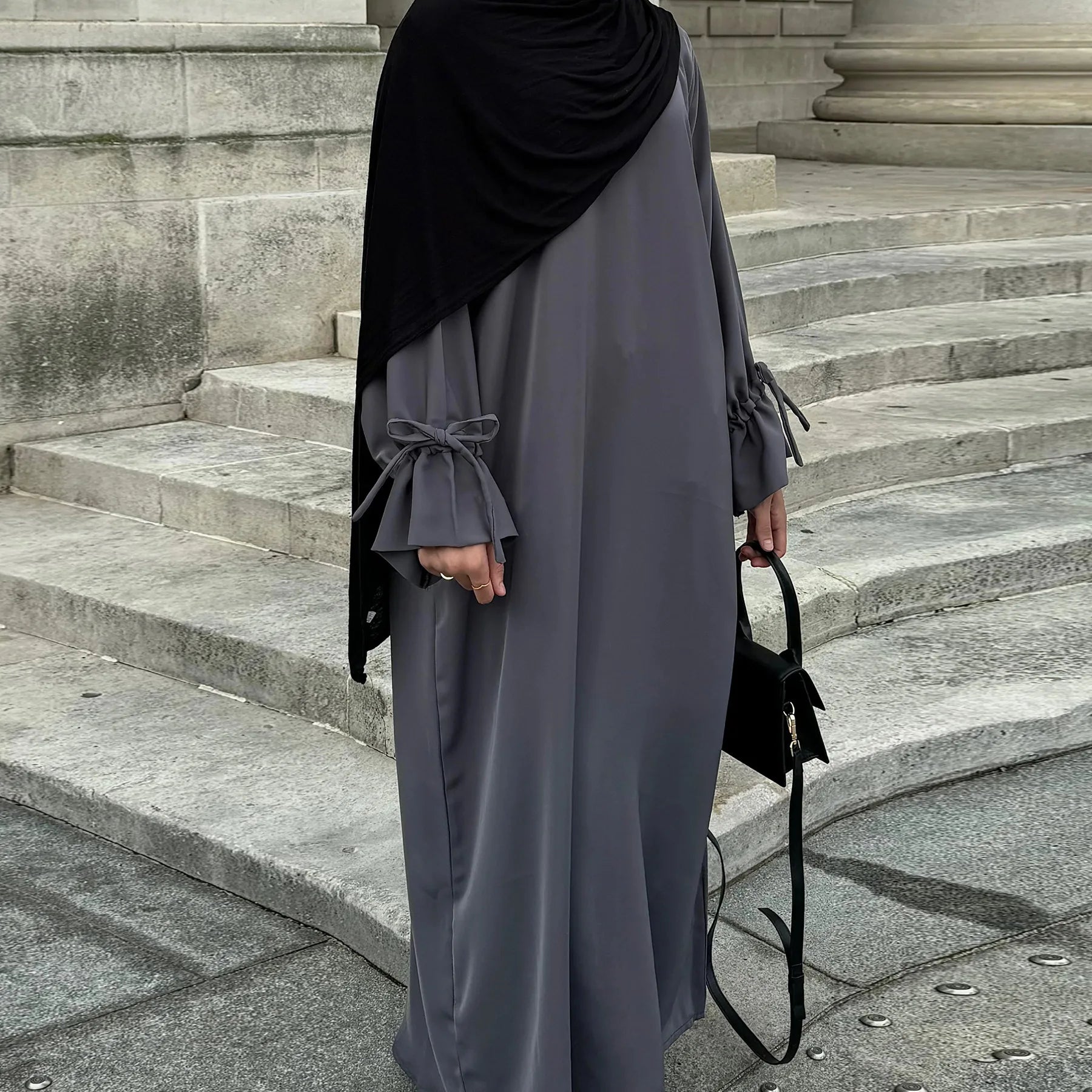 Abaya-Robe de Couleur Unie pour Femme Musulmane, Vêtement d'Église Islamique, Élégant, à la Mode, pour Ramadan Arabe, Dubaï, Turquie, 2025