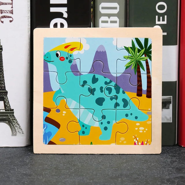 Puzzle en bois de petite taille, jouets Montessori pour bébé, jeu de société 3D, jouets éducatifs, cadeau pour enfants, 9 pièces