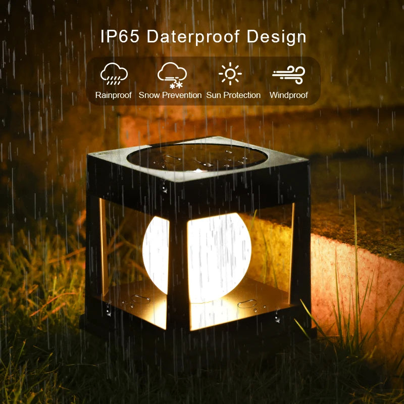 2-LED outdoor solar light, waterproof pillar lights, capital lights, for yards, lawns, walkways, gardens, camping.