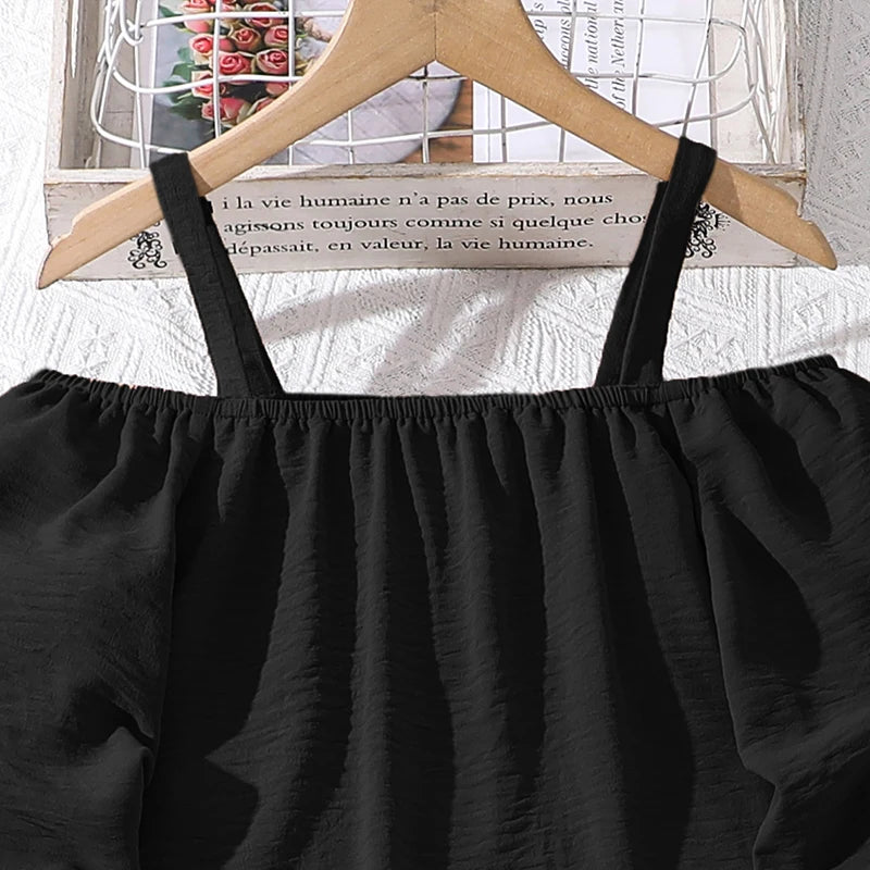 Ensembles de vêtements pour enfants pour filles, kaki, épaules dénudées, haut à manches longues et pantalon imprimé à rayures, costumes pour enfants de Style station d'été OOTD