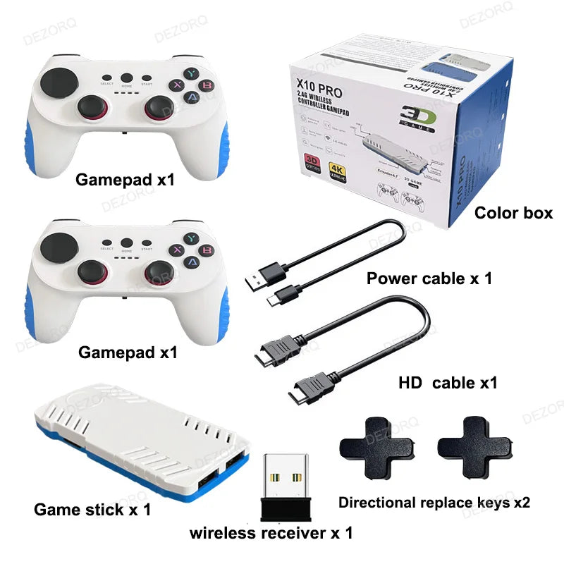 Nouvelle Console de jeu TV 128G intégrée 50000 jeux rétro 50 émulateurs vidéo Consola double manette de jeu sans fil X10 Pro bâton de jeu 4K