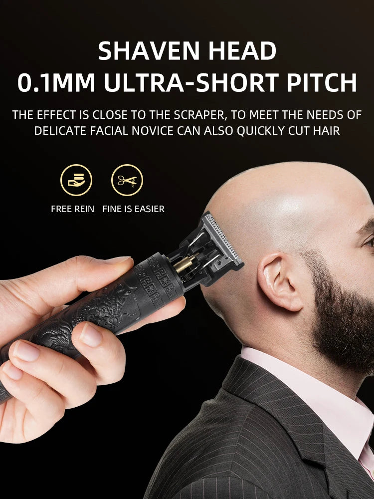 Rasoir de coupe de cheveux pour hommes tondeuse Rechargeable rasoir adulte électrique Vintage tondeuserazor maison USB charge salon de coiffure Dragon noir
