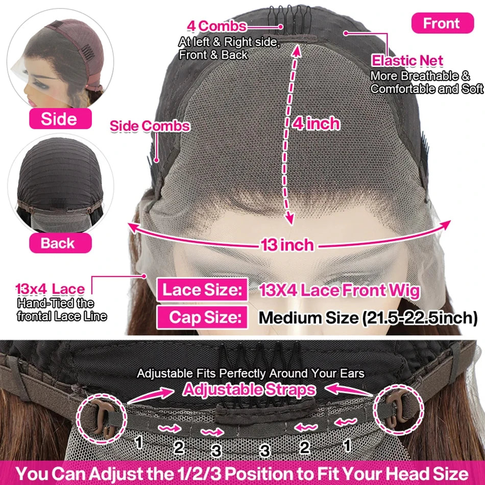 Perruque Lace Frontal Wig Body Wave de couleur rouge, cheveux naturels bordeaux, 13x4, 13x6, pre-plucked, pour femmes