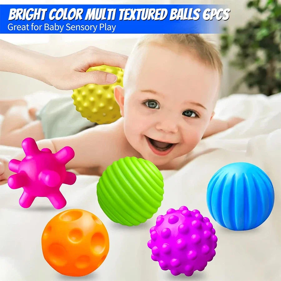 Boules texturées pour bébé, jeu sensoriel, activité de 6 à 12 mois, balle multi-doux, jouets de douche Montessori pour enfants, meilleur cadeau, 6 pièces